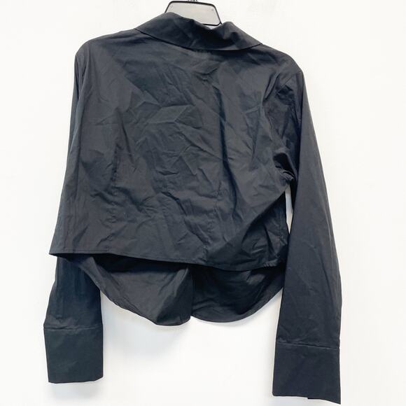 Wild Fable Women's Long Sleeve Cropped Corset Shirt Black Size Medium - Picture 2 of 5